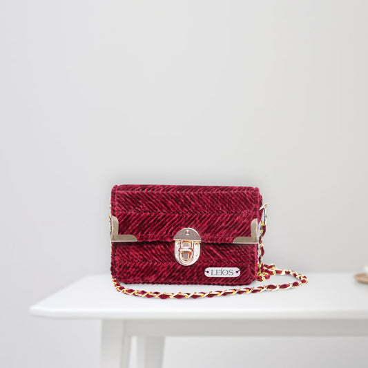 Handmade Maroon Velvet Bag for Women