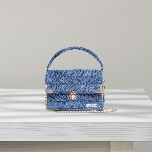 Blue Gray Velvet Bag