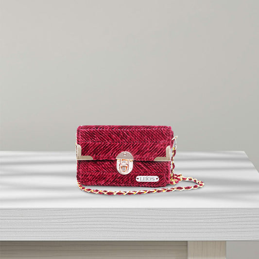 Maroon Velvet Clutch bag
