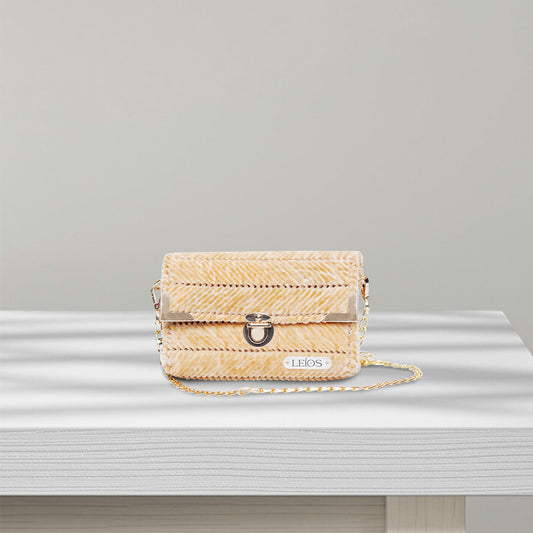 Beige Velvet Clutch Bag